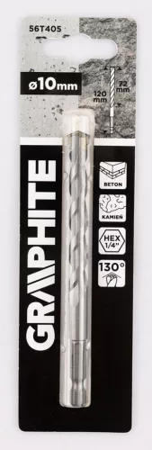 Graphite Betonfúró,1/4"-os hatszög szárral, 10mm