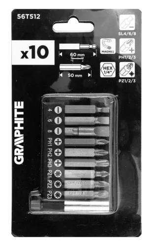 Graphite Csavarhúzó bitkészlet mágneses szárral 50mm