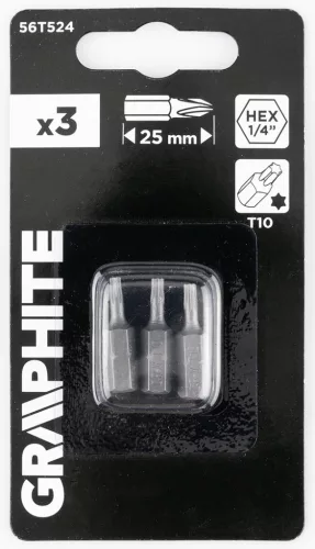 Graphite Csavarhúzó bit T10, 25mm, 3db