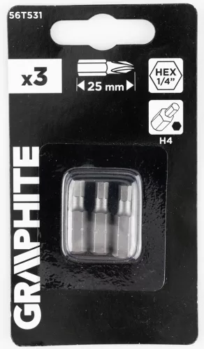 Graphite Csavarhúzó bit imbusz H4, 25mm, 3db