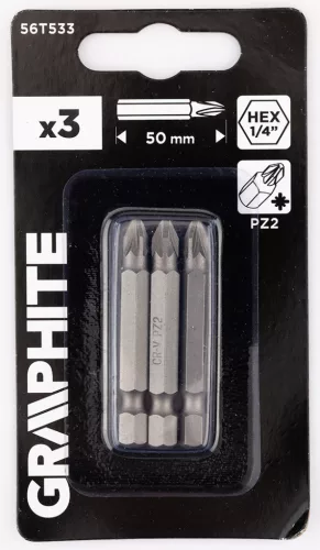 Graphite Csavarhúzó bit PZ2, 50mm, 3db