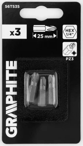 Graphite Csavarhúzó bit PZ3, 25mm, 3db