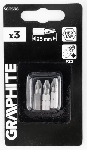 Graphite Csavarhúzó bit PZ2, 25mm, 3db
