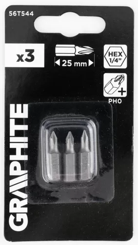 Graphite Csavarhúzó bit PH0, 25mm, 3db