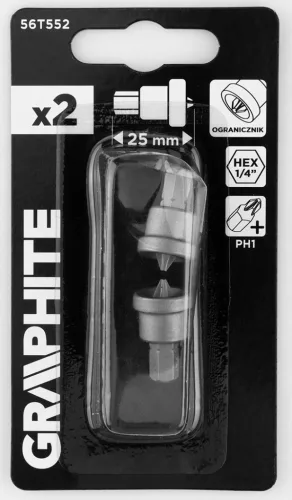 Graphite Csavarhúzó bit  mélységütközős PH1, 25mm, 2db