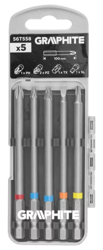 Graphite Csavarhúzó bitkészlet 100mm műanyag tokban