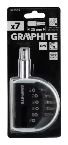 Graphite Csavarhúzó bitkészlet mágneses szárral, Torx 10-40
