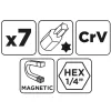 Graphite Csavarhúzó bitkészlet mágneses szárral, Torx 10-40