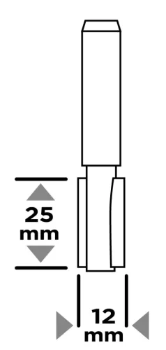 Graphite Felsőmaró kés, nútmaró, 12x25mm, 8mm szárral