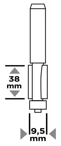 Graphite Felsőmaró kés, szintbemaró, 9.5x38mm, 8mm szárral