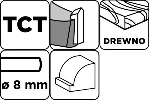 Graphite Felsőmaró kés, kerekítő, 32x15.5mm, 8mm szárral