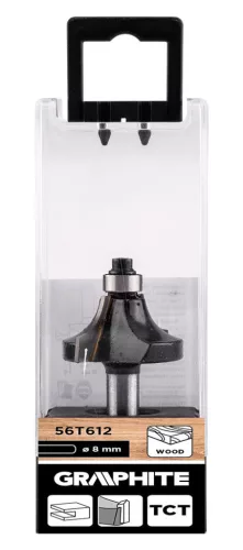 Graphite Felsőmaró kés, kerekítő, 38.1x19mm, 8mm szárral