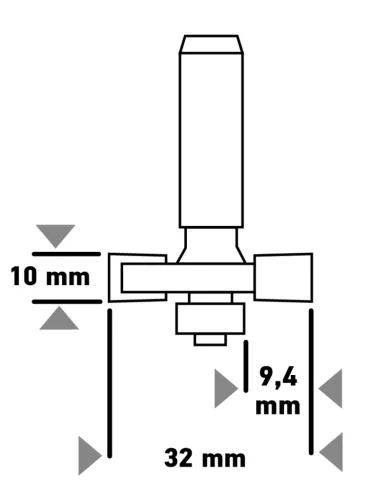 Graphite Felsőmaró kés, horonymaró, 32x10mm, 8mm szárral