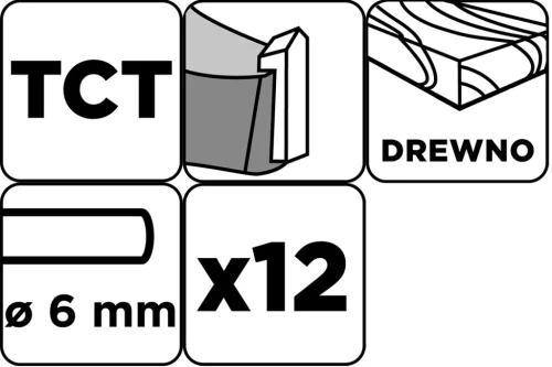 Graphite Felsőmaró kés készlet, 6mm szárral, 12db