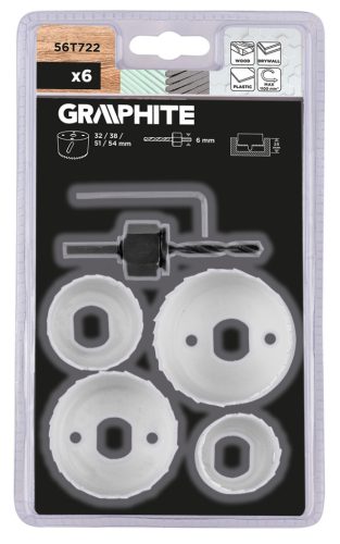 Graphite Körkivágó készlet, bi-metal, 32-54mm, 6db
