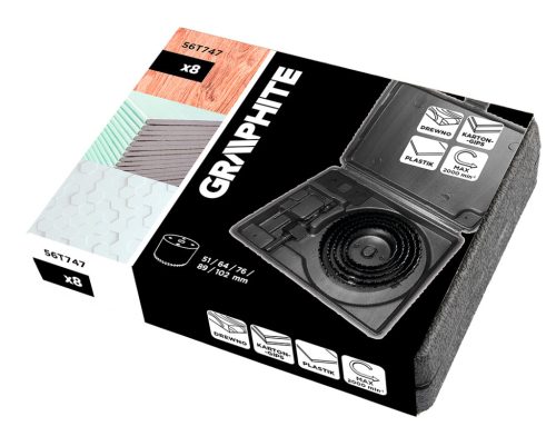 Graphite Körkivágó készlet fához, 51-102mm, 8db