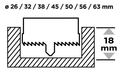 Graphite Körkivágó készlet fához, 25mm fúrásmélység, 26-63mm
