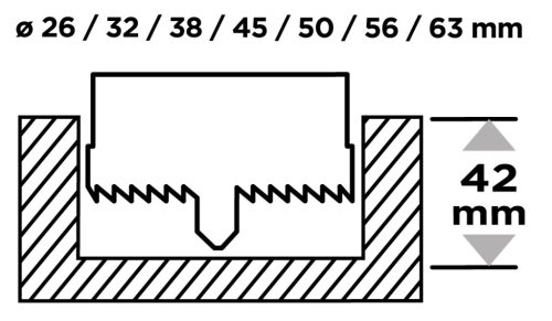 Graphite Körkivágó készlet fához, műanyagokhoz, acél, 26-63mm, 42mm fúrásmélység