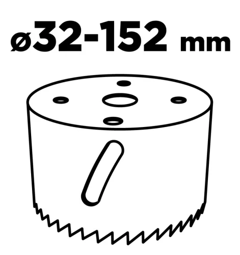 Graphite Központfúró befogóadapterrel, Bi-Metál körkivágókhoz, 32-152mm, hatszög szárral