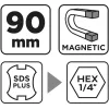 Graphite Toldószár behajtószár, 1/4"-os csavarhúzó bitekhez, SDS-Plus befogószárral