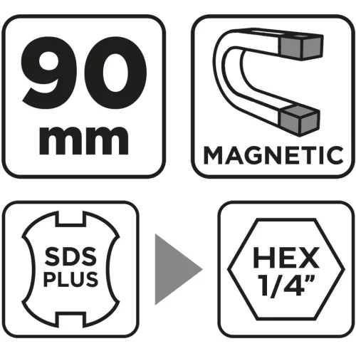 Graphite Toldószár behajtószár, 1/4"-os csavarhúzó bitekhez, SDS-Plus befogószárral