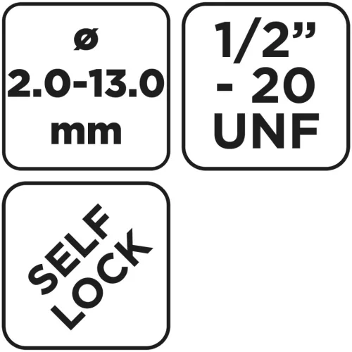 Graphite Fúrótokmány, kulcsnélküli, 1/2"-os menettel, 2-13mm