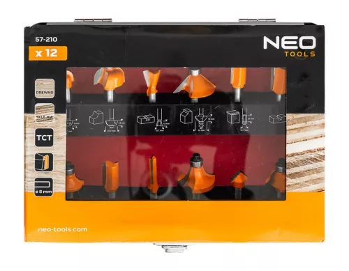 Neo Tools Felsőmaró késkészlet 12db, 8részes