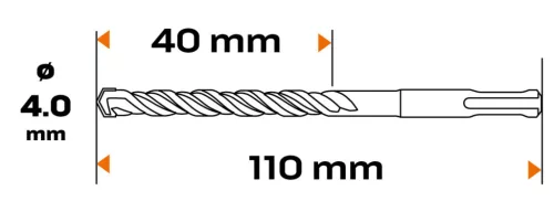 Neo Tools Betonfúró SDS PLUS 4x110mm, S4 type, 4 élű hegy
