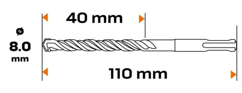 Neo Tools Betonfúró SDS PLUS 8x110mm, S4 type, 4 élű hegy