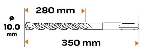 Neo Tools Betonfúró SDS PLUS 10x350mm, S4 type, 4 élű hegy
