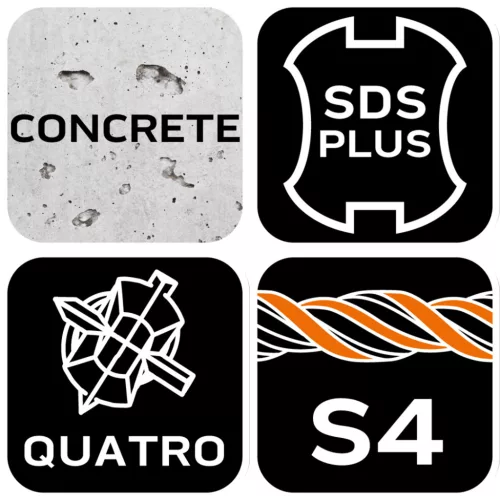 Neo Tools Betonfúró SDS PLUS 16x260mm, S4 type, 4 élű hegy