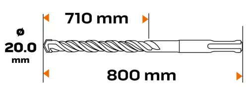 Neo Tools Betonfúró SDS PLUS 20x800mm, S4 type, 4 élű hegy