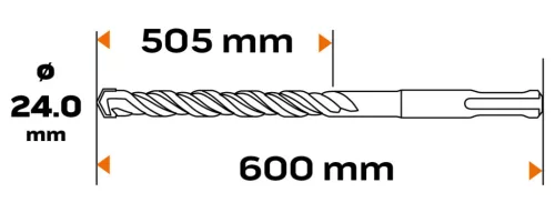 Neo Tools Betonfúró SDS PLUS 24x600mm, S4 type, 4 élű hegy