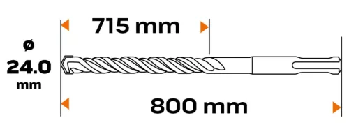 Neo Tools Betonfúró SDS PLUS 24x800mm, S4 type, 4 élű hegy