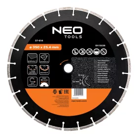   Neo Tools Gyémánt vágókorong 350mm szegmenses lézer hegesztett, belső átm. 25, 4mm, 8mm szegmens