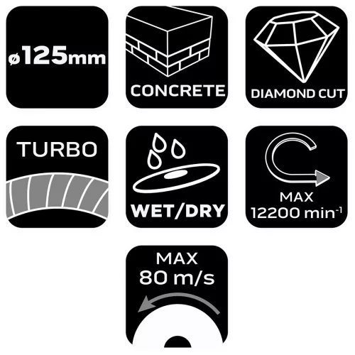 Neo Tools Gyémánt vágókorong 125mm turbo