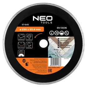   Neo Tools Gyémánt vágókorong 250mm vizes, belső átmérő 25, 4mm