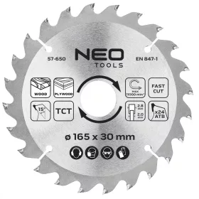   Neo Tools Körfűrészlap keményfém fogakkal, 165x30mm, 24 fog