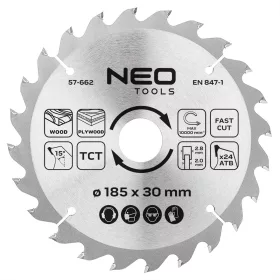   Neo Tools Körfűrészlap keményfém fogakkal, 185x30mm, 24 fog