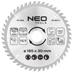   Neo Tools Körfűrészlap keményfém fogakkal, 185x30mm, 48 fog