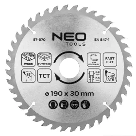   Neo Tools Körfűrészlap keményfém fogakkal, 190x30mm, 40 fog