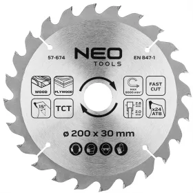   Neo Tools Körfűrészlap keményfém fogakkal, 200x30mm, 24 fog
