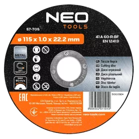 Neo Tools Vágókorong fémhez 115x1x22mm, 41A60-T-BF