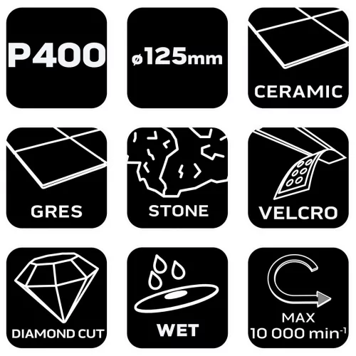 Neo Tools Gyémánt csiszoló- és polírozókorong 125mm, K400