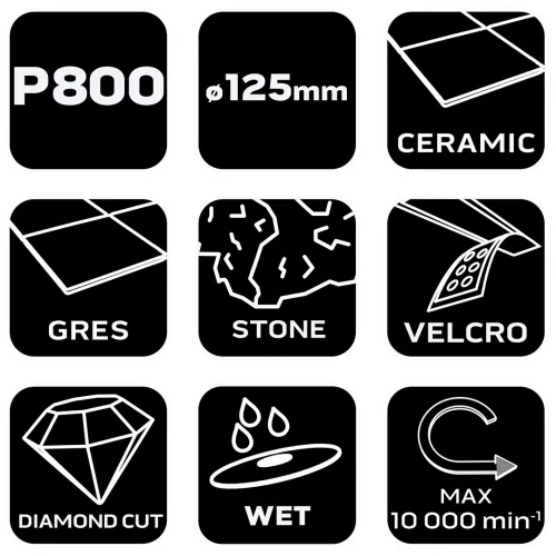 Neo Tools Gyémánt csiszoló- és polírozókorong 125mm, K800