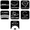Neo Tools Gyémánt vágókorong 200x25.4mm turbo