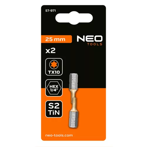Neo Tools Csavarhúzó bit Torx 10, 25mm, 1/4", 2db