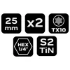 Neo Tools Csavarhúzó bit Torx 10, 25mm, 1/4", 2db