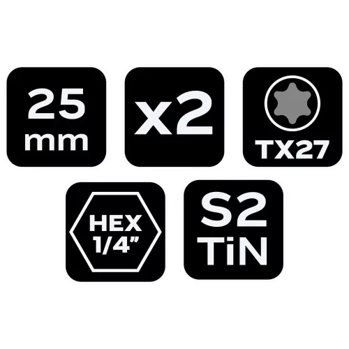 Neo Tools Csavarhúzó bit Torx 27, 25mm, 1/4", 2db