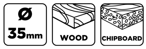 Graphite fenékfúró 35mm kivetőpánthoz+sablon, mélységütközővel